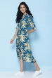 Teal Rayon Printed Kurta Dress image number 2
