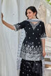 Black Embroidered Straight Kurti & Garara Suit Set image number 0