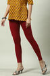 Maroon Solid Leggings image number 2