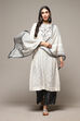 Off White Cotton A-Line Kurta Palazzo Suit Set image number 0