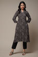 Black LIVA Straight Printed Kurta image number 1