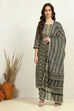 Green Cotton Printed Embroidered Unstitched Suit Set image number 7