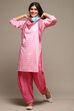 Pink Rayon Straight Kurta Cross Yoke Salwar Suit Set