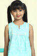 Sea Blue Cotton Straight Printed Top image number 1