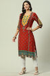 Rust LIVA Straight Printed Kurta