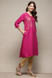 Fuschia Rayon A-Line Printed Kurta image number 4