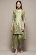 Sage Green Art Silk Straight Kurta Palazzo Suit Set image number 7