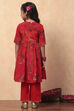 Red Polyester Blend Gathered Suit Set image number 4