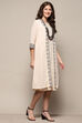 Ecru Brown Cotton Blend Straight Kurta image number 4