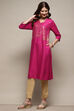 Fuschia Rayon A-Line Printed Kurta image number 3