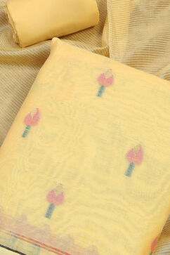 Yellow Chanderi Handloom Unstitched Suit Set image number 1