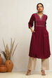 Wine Yoke Design Festive A-Line Kurta image number 0