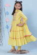 Yellow Lycra Anarkali Kurta Churidar Suit Set