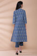 Blue Cotton A-Line Printed Kurta image number 6