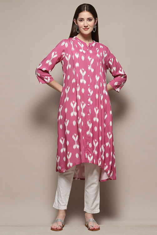 Purple Rayon Flared Yarndyed Kurta image number 0