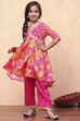 Pink Polyester Blend Gathered Suit Set image number 7