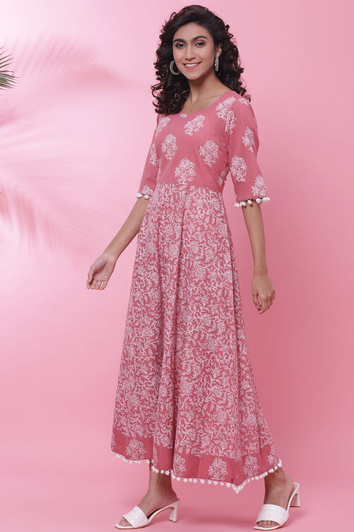 Buy Onion Pink Cotton Printed Kurta Dress () for INR1819.30 | Biba India
