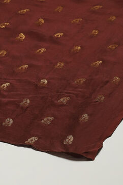 Brown Polyester Straight Embroidered Kurta Palazzo Suit Set image number 3