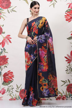 Rohit Bal Indigo Cotton Silk Printed Saree image number 2