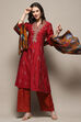 Maroon Modal Chanderi Festive Kalidar Suit Set image number 0