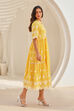 Yellow Cotton Embroidered Tiered Dress image number 4