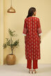 Rust Crepe Printed Straight Kurta image number 3