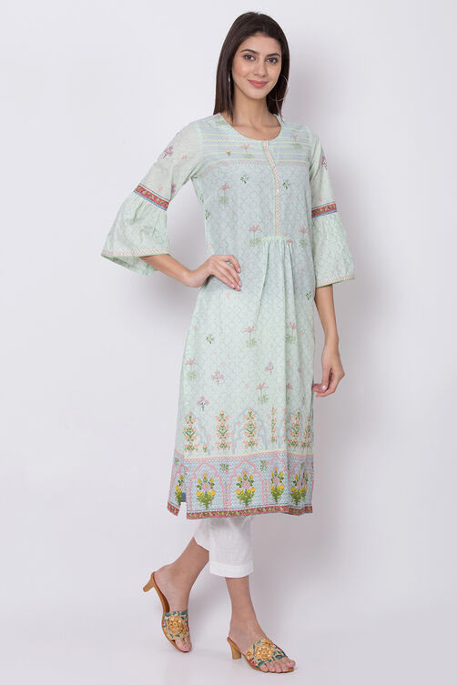 Mint Green Straight Kurta image number 3