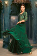 Emerald Green Silk Festive Tiered Anarkali Dress image number 0