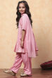 Peach Rayon Gathered Suit Set image number 2