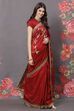 Rohit Bal Maroon Chanderi Silk Solid Saree With Blouse image number 2