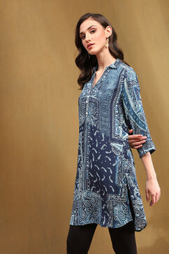 Navy Viscose Straight Kurti image number 2