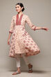 Pink Cotton Blend A-Line Printed Kurta image number 2