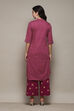 Berry Cambric Narrow Kurta Pant Suit Set image number 4