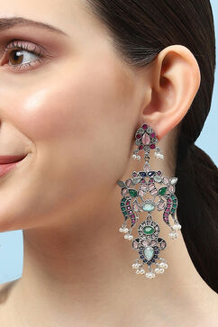 Multicolor Brass earrings image number 3