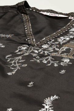 Charcoal Art Silk Straight Kurta Palazzo Suit Set image number 1