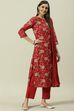 Light Brown Printed Straight Kurta Regular Pants Suit Set image number 0