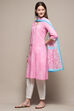 Light Pink Cotton Straight Kurta Palazzo Suit Set image number 4