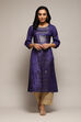 Purple Viscose Straight Printed Kurta