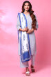 White Cotton Straight Kurta Palazzo Suit Set image number 4