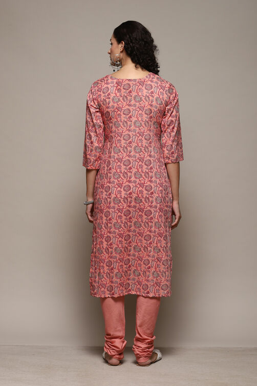Pink Cotton Handloom Unstitched Suit Set image number 5