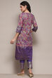 Pink & Purple Voile Straight Printed Kurta Slim Pant Suit Set image number 5