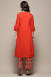 Orange Cotton Pleated Kalidar Suit Set image number 6