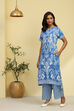 Moss Green Printed Straight Kurta Set image number 2