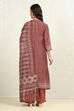 Maroon Chanderi Machine Embroidered Unstitched Suit Set image number 5