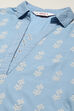 Ice Blue Cotton Embroidered Kurti image number 1