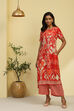 Moss Green Printed Straight Kurta Set image number 0