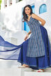 Indigo Cotton Straight Printed Kurta Sharara Suit Set image number 0