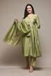 Olive Green Silk Blend Unstitched Suit Set image number 8