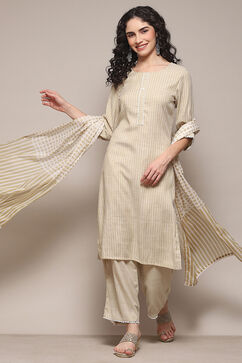 Pale-Yellow Voile Straight Kurta Palazzo Suit Set image number 0