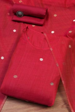 Magenta Chanderi Handloom Unstitched Suit Set image number 0
